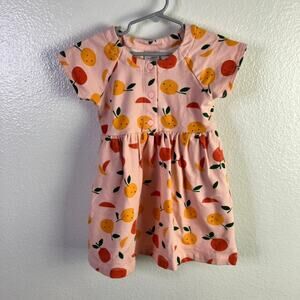 Hanna Andersson Size 4 Pink Citrus Fruit Dress Organic Cotton
